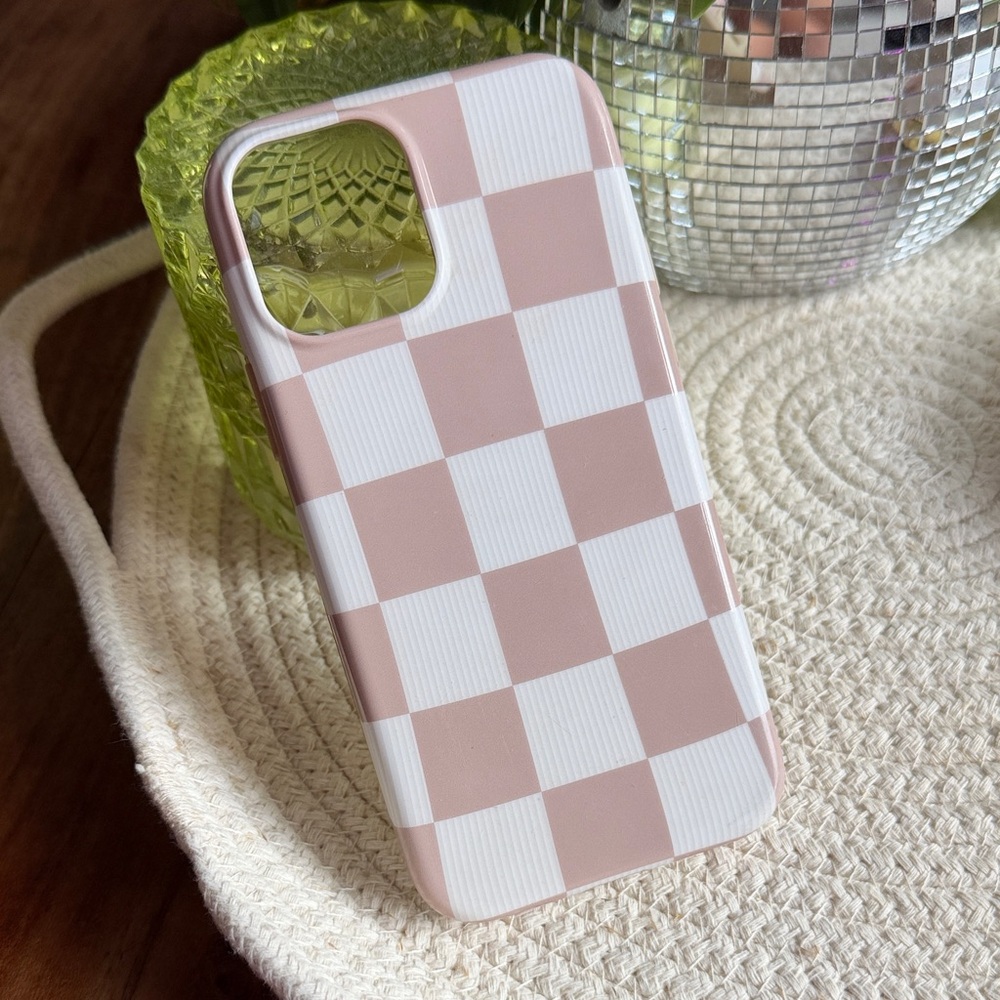 Velvet Caviar Nude Vibe Checkered MagSafe Case iPhone 12 Pro Tan White
